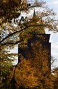 Church Kreuzkirche in Autumn in the Neighborhood of Schmargendorf in Berlin Royalty Free Stock Photo