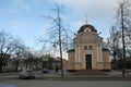 Church in Kronstadt, Russia in winter cloudy day