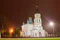 Church in the light of evening lanterns. St. Ilyinskaya Church i