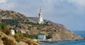 Church-lighthouse of St. Nicholas Miracle-Worker of Myra. Temple of St. Nicholas Mira patron saint of travelers and sailors