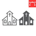 Church line and glyph icon, building and god, church vector icon, vector graphics, editable stroke outline sign, eps 10. Royalty Free Stock Photo