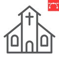 Church line icon, building and god, church vector icon, vector graphics, editable stroke outline sign, eps 10. Royalty Free Stock Photo