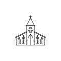 Church line icon, religion building elements,