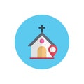 Church location flat color icon