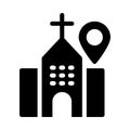 Church location glyph flat icon