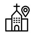 Church location thin line icon