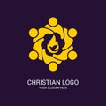 Church logo and biblical symbols. The unity of believers in Jesus Christ, the worship of God, participation in the evening