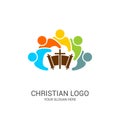 Church logo and biblical symbols. The unity of believers in Jesus Christ, the worship of God