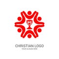 Church logo and biblical symbols. The unity of believers in Jesus Christ, the worship of God, participation in the evening