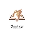 Church logo. Christian symbols. The Bible and the dove are the Holy Spirit Royalty Free Stock Photo