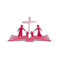 Church logo. Christian symbols. The Bible and the family in Christ