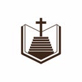 Church logo. Christian symbols. Bible, Holy Scripture, the staircase leading to the Lord and Savior Jesus Christ, on the cross at Royalty Free Stock Photo