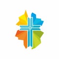 Church logo. Christian symbols. Coloring Jesus` cross Royalty Free Stock Photo