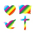 Church logo. Christian symbols. Cross, bible, heart and dove. Royalty Free Stock Photo