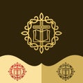 Church logo. Christian symbols. The Cross of Jesus, the Bible - God`s Holy word, elegant patterns Royalty Free Stock Photo