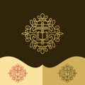 Church logo. Christian symbols. The Cross of Jesus, the Bible - God`s Holy word, elegant patterns Royalty Free Stock Photo