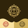 Church logo. Christian symbols. The Cross of Jesus, the Bible - God`s Holy word, elegant patterns Royalty Free Stock Photo