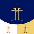 Church logo. Christian symbols. The cross of Jesus Christ, the Bible and the Holy Spirit, the dove