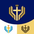 Church logo. Christian symbols. The cross of Jesus Christ and the crown - a symbol of the kingdom of God