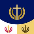 Church logo. Christian symbols. The cross of Jesus Christ, and graphic elements.