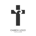 Church logo. Christian symbols. The Cross of Jesus Christ and the Symbol of the Holy Spirit is a dove Royalty Free Stock Photo