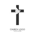 Church logo. Christian symbols. The Cross of Jesus Christ and the Symbol of the Holy Spirit is a dove Royalty Free Stock Photo