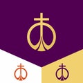 Church logo. Christian symbols. The cross of Jesus Christ, the worship of God alone