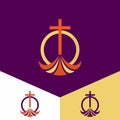 Church logo. Christian symbols. The cross of Jesus Christ, the worship of God alone