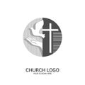 Church logo. Christian symbols. The cross of Jesus and the dove - a symbol of the Holy Spirit. Royalty Free Stock Photo