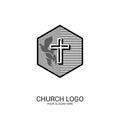 Church logo. Christian symbols. The cross of Jesus and the dove - a symbol of the Holy Spirit. Royalty Free Stock Photo