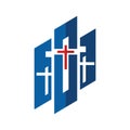 Church logo. Christian symbols. Cross of Jesus and graphic design elements Royalty Free Stock Photo