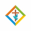 Church logo. Christian symbols. The Cross of Jesus, the Holy Spirit - Dove Royalty Free Stock Photo