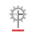 Church logo. Christian symbols. Cross of the Savior Jesus Christ shining Royalty Free Stock Photo