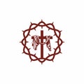 Church logo. Christian symbols. Crown of Thorns Savior Jesus Christ and the cross at Calvary Royalty Free Stock Photo