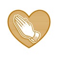Church logo. Christian symbols. Hands folded in prayer against the background of the heart Royalty Free Stock Photo