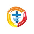 Church logo. Christian symbols. Jesus` cross and dove - the Holy Spirit Royalty Free Stock Photo