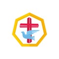 Church logo. Christian symbols. Jesus` cross and dove - the Holy Spirit Royalty Free Stock Photo