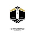 Church logo. Christian symbols. The lighthouse of Jesus Christ shines the truth for those in the dark.