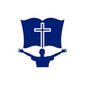 Church logo. Christian symbols. A man who worships Jesus Christ.
