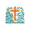 Church logo. Christian symbols. Mosaic, the cross of Jesus.