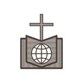 Church logo. Christian symbols. An open bible, a dove, a cross Royalty Free Stock Photo