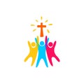 Church logo. Christian symbols. People worship the Lord Jesus Christ.