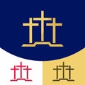 Church logo. Christian symbols. Three crosses