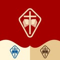 Church logo. Cristian symbols. Cross of Jesus, the Bible, the dove and the globeChurch logo. Cristian symbols. The cross of Jesus