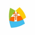 Church logo. Cristian symbols. The cross of Jesus and the colored elements.