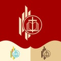 Church logo. Cristian symbols. The cross of Jesus and the open bible Royalty Free Stock Photo