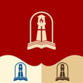 Church logo. Cristian symbols. God`s lighthouse and the Bible.