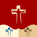 Church logo. Cristian symbols. Jesus Christ in the background of the cross