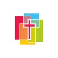 Church logo. Cross of colored blocks Royalty Free Stock Photo