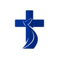 Church logo. Cross and dove, symbol of the Holy Spirit Royalty Free Stock Photo